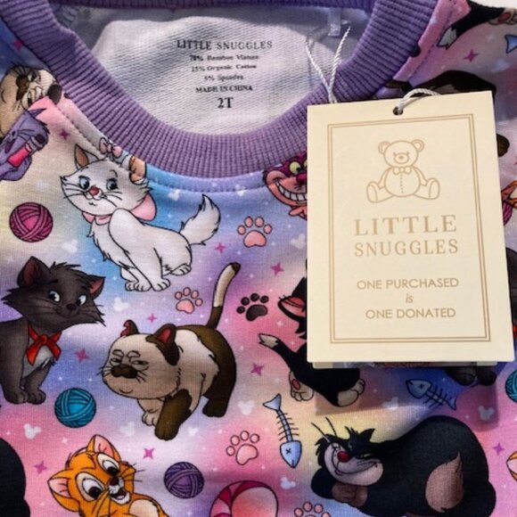 NWT Little Snuggles Toddler Disney Cats Marie/Cheshire/Figaro Bamboo Crewneck - Picture 6 of 6